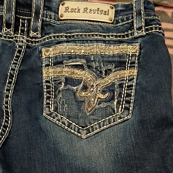 Rock Revival Distressed Blue Jean Shorts - Picture 3 of 6